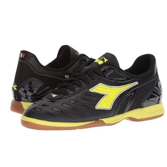 Diadora Shoes - NEW Diadora Women's Sz 5.5 Maracana Indoor Soccer Shoes Sneakers Black Yellow